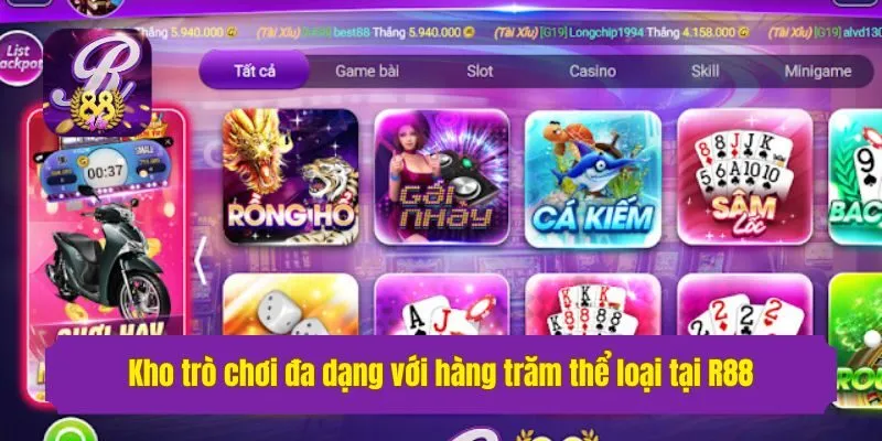 Kho trò chơi đa dạng với hàng trăm thể loại, từ truyền thống đến hiện đại